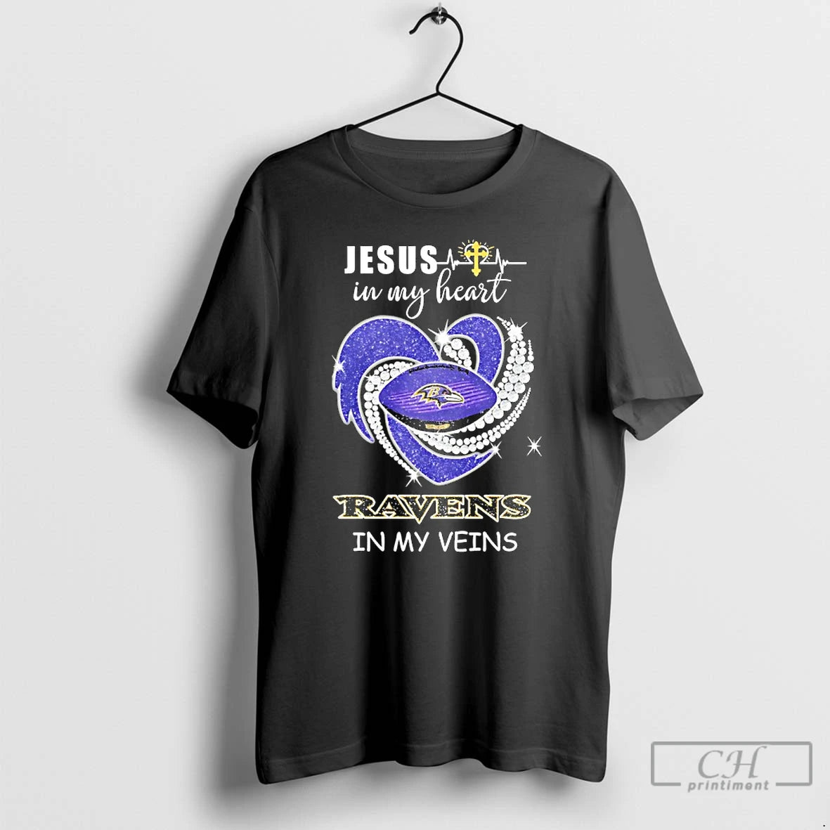 Premium Jesus In My Heart Baltimore Ravens In My Veins Logo Team T Shirts Sweater Hoodie, Sweatshirt | PopFlextees.com