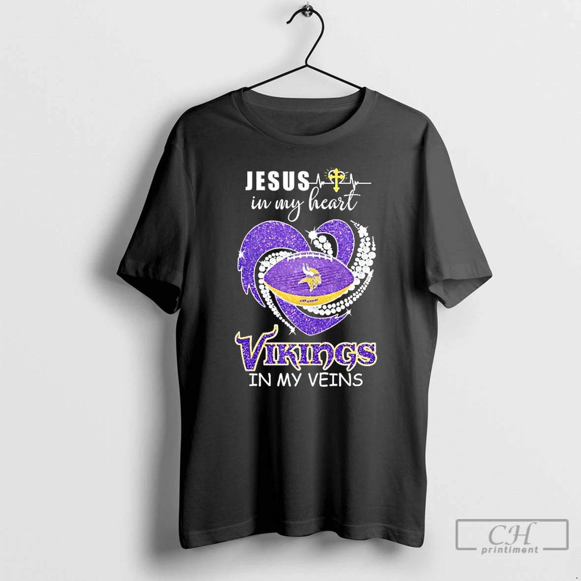 Premium Jesus In My Heart Minnesota Vikings In My Veins Diamond Heart T Shirts Sweater Hoodie, Sweatshirt | PopFlextees.com
