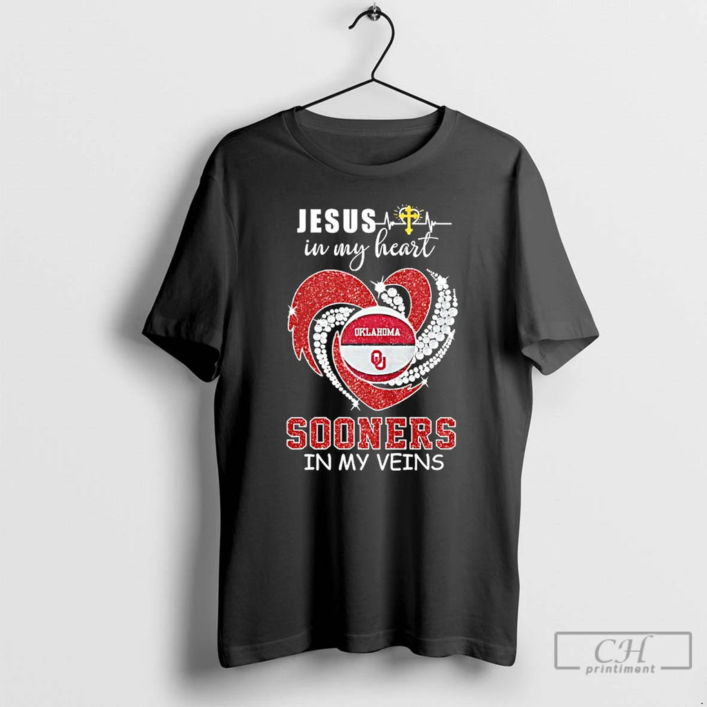 Premium Jesus In My Heart Oklahoma Sooners In My Veins Diamond Heart T Shirts Sweater Hoodie, Sweatshirt | PopFlextees.com
