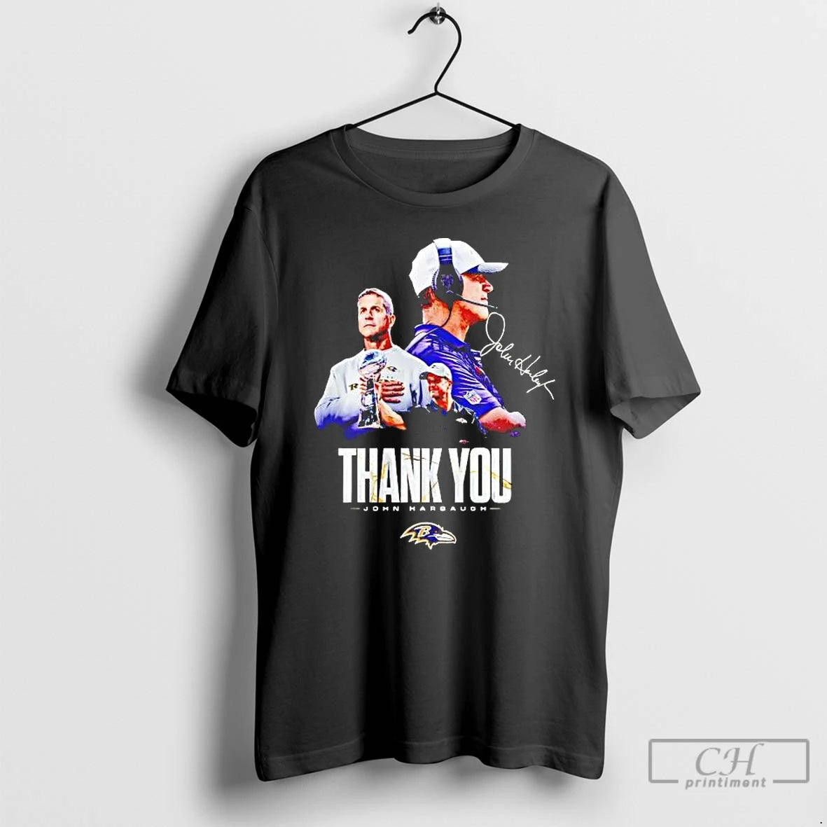 Premium John Harbaugh Thank You Ravens Coach Signature T-Shirts, Hoodie, Sweatshirt | PopFlextees.com