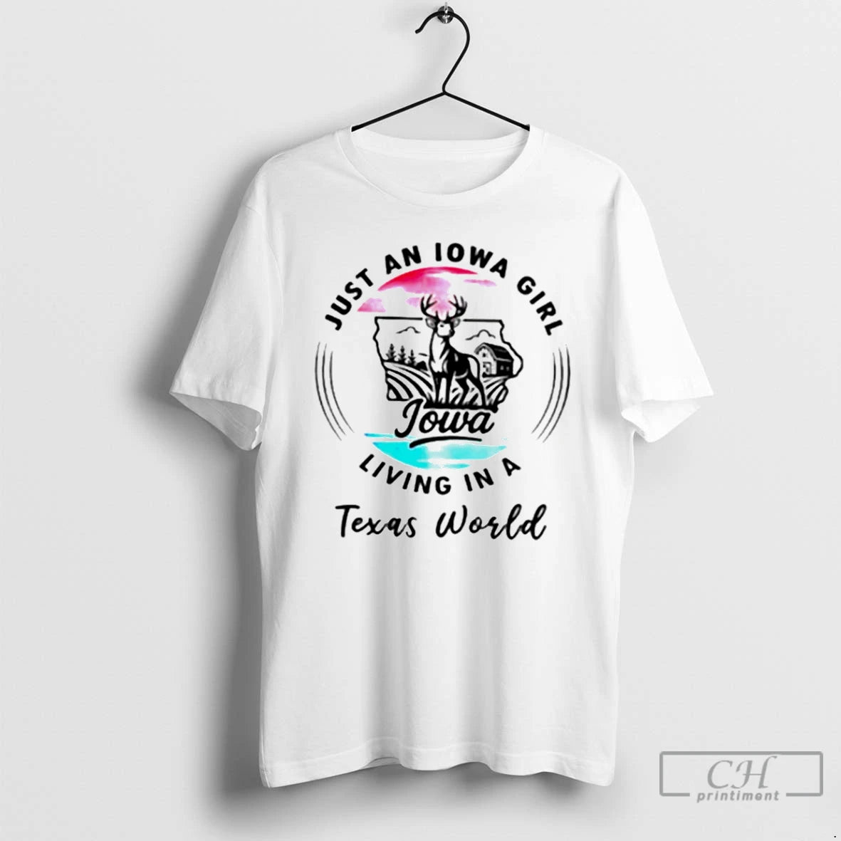 Premium Just An Iowa Girl Living In A Texas World T-Shirts, Hoodie, Sweatshirt | PopFlextees.com