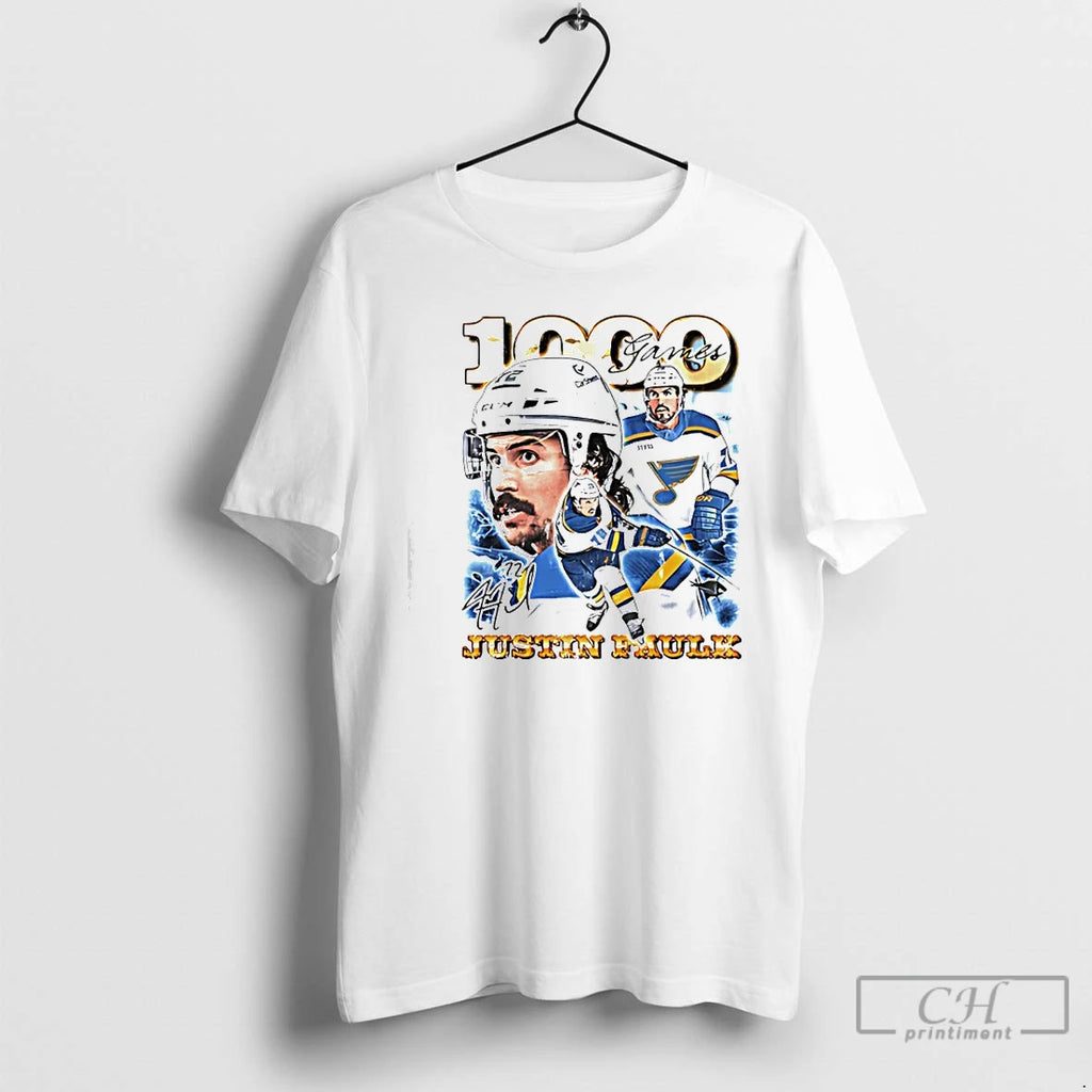 Premium Justin Faulk 100 Games St Louis Blues Hockey T-Shirts, Hoodie, Sweatshirt | PopFlextees.com