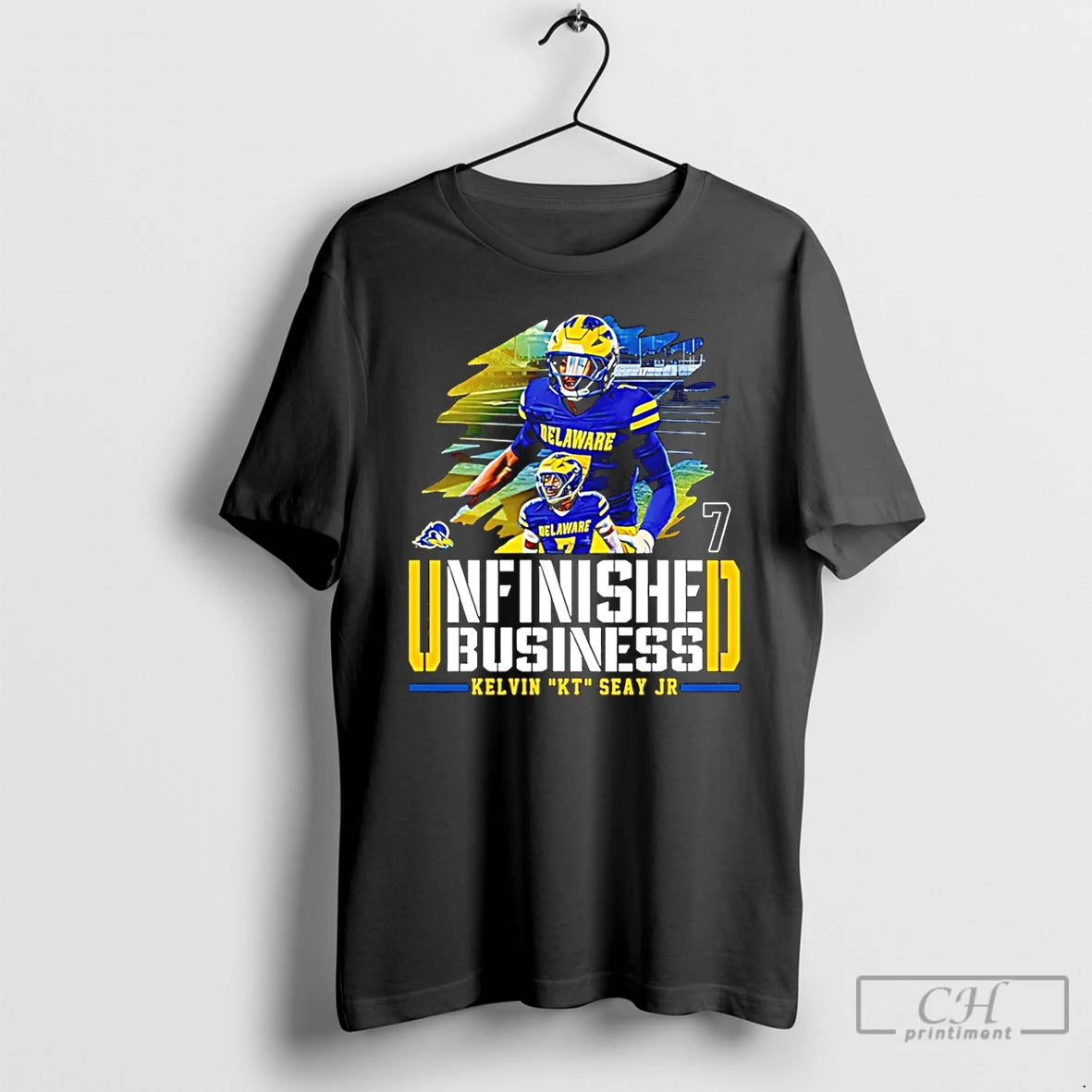 Premium Kt Seay Jr Delaware Football Unfinished Business T-Shirts, Hoodie, Sweatshirt | PopFlextees.com