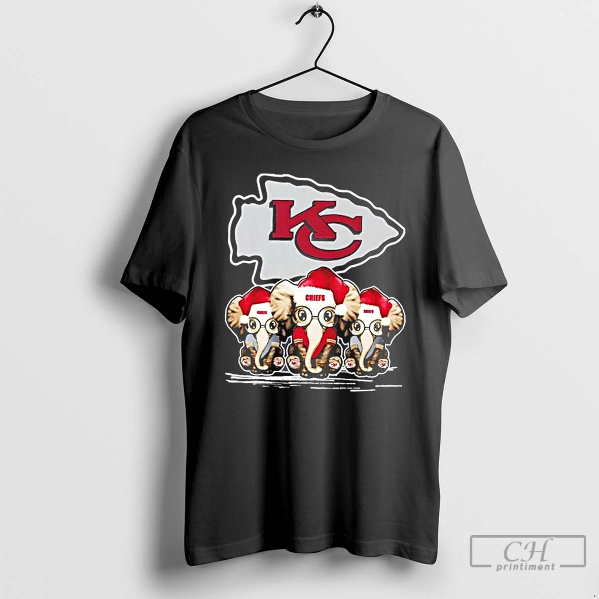 Premium Kansas City Chiefs X Elephants Santa Hat Merry Christmas T-Shirts, Hoodie, Sweatshirt | PopFlextees.com