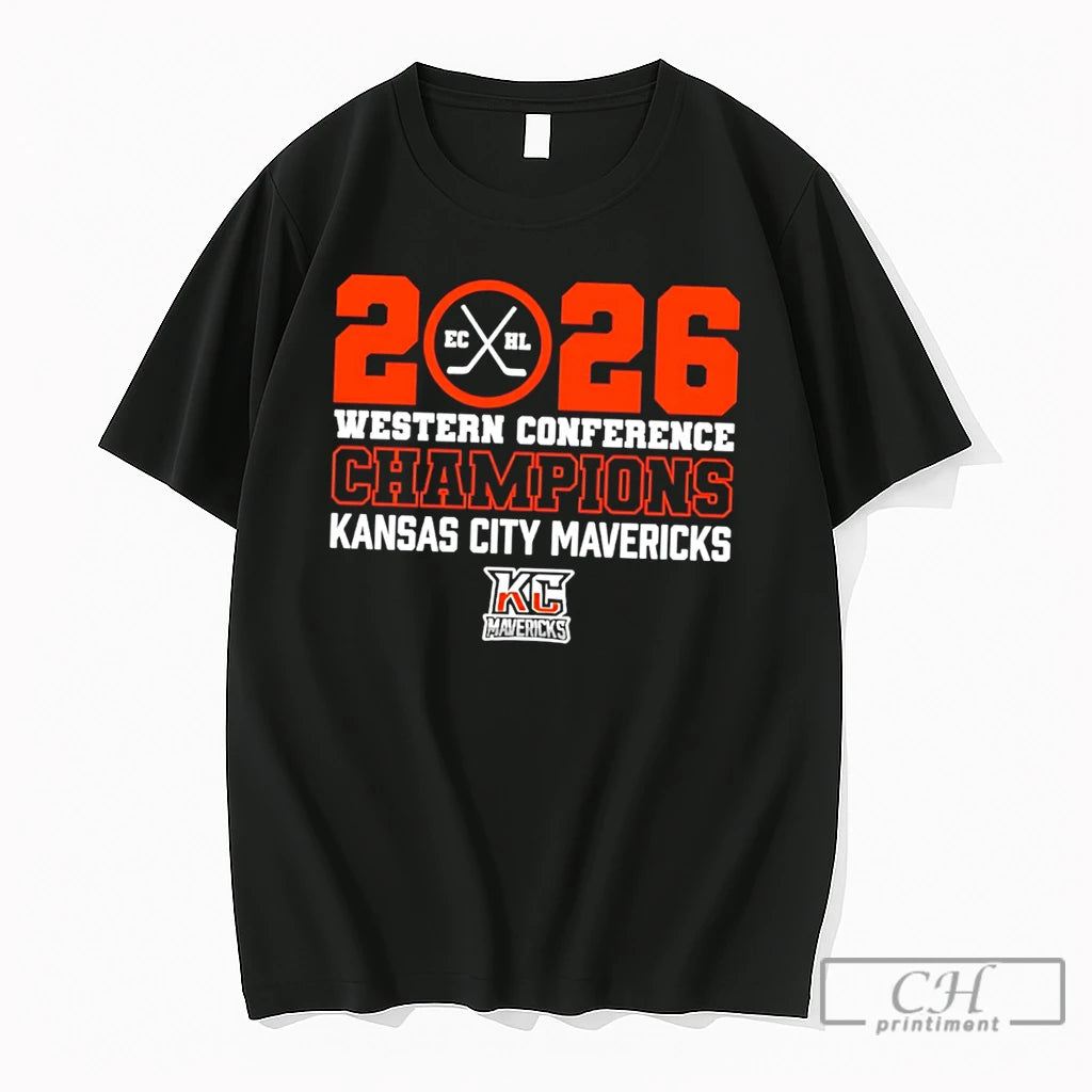 Premium Kansas City Mavericks 2026 Western Conference Champions Tee