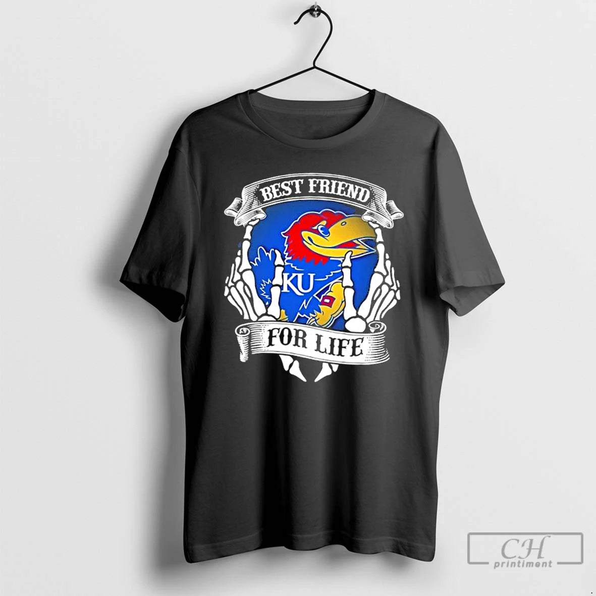 Premium Kansas Jayhawks Best Friend For Life Hands Bones T-Shirts, Hoodie, Sweatshirt | PopFlextees.com