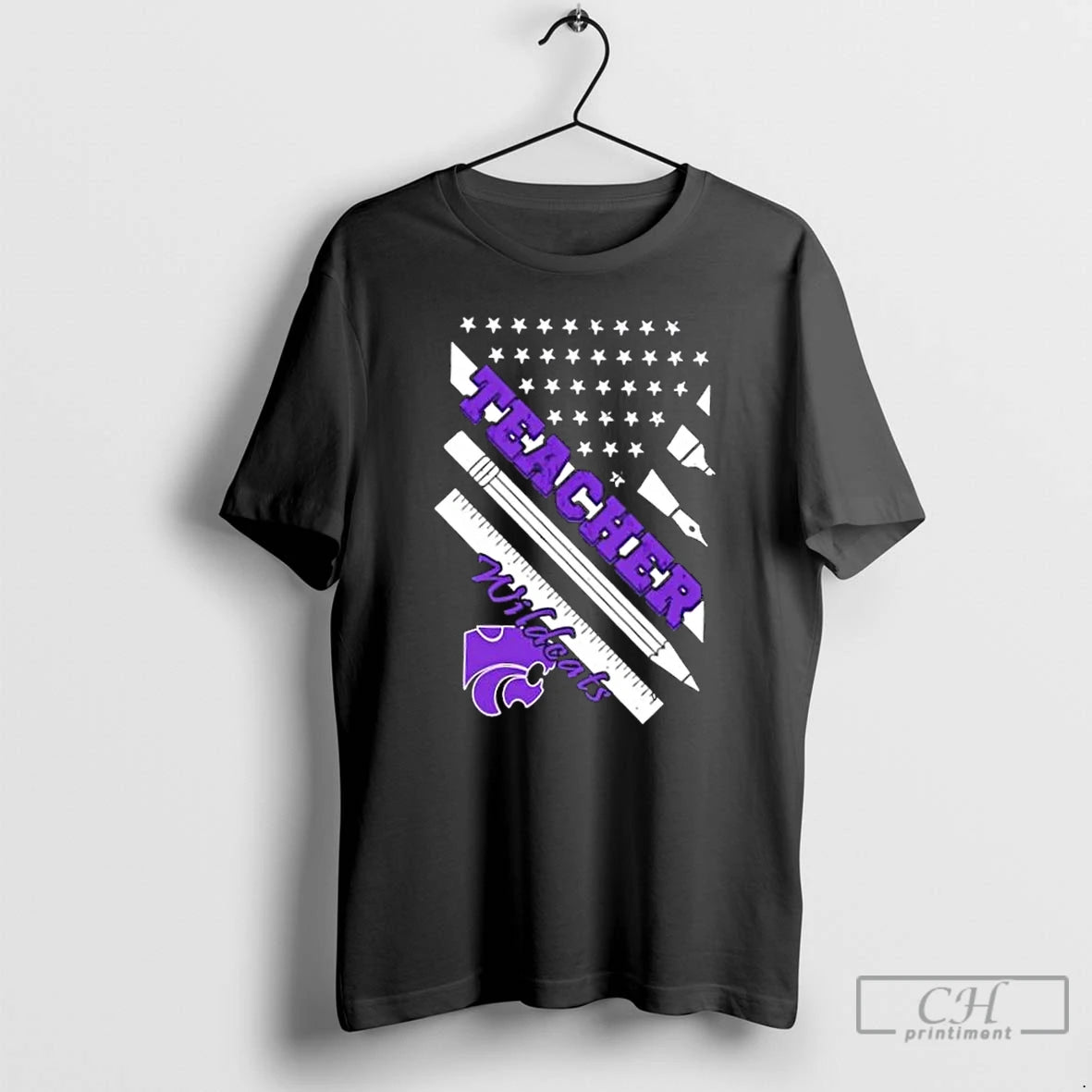 Premium Kansas State Wildcats X Teacher American Flag T-Shirts, Hoodie, Sweatshirt | PopFlextees.com