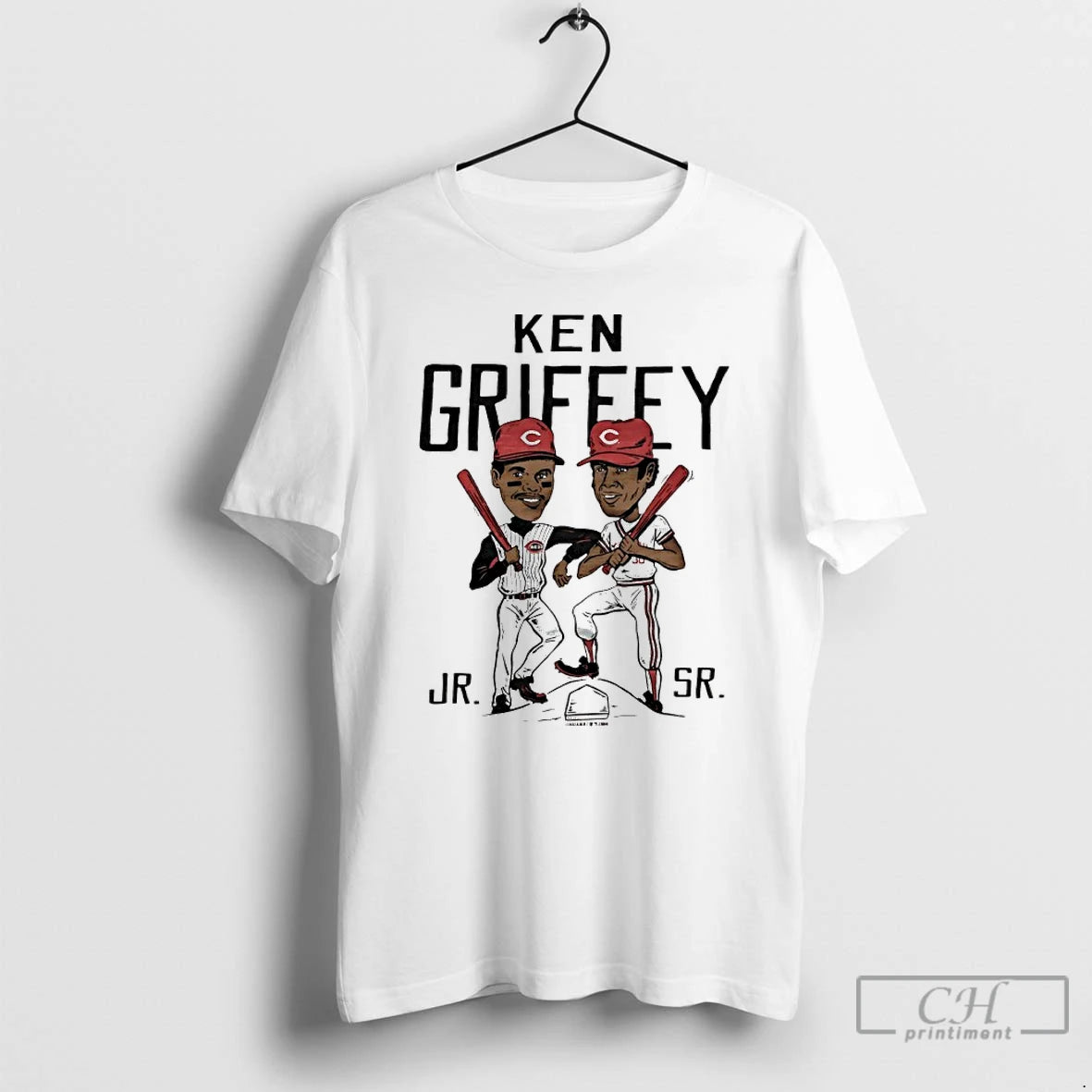 Premium Ken Griffey Father And Son Cincinnati Reds Player Caricature T-Shirts, Hoodie, Sweatshirt | PopFlextees.com