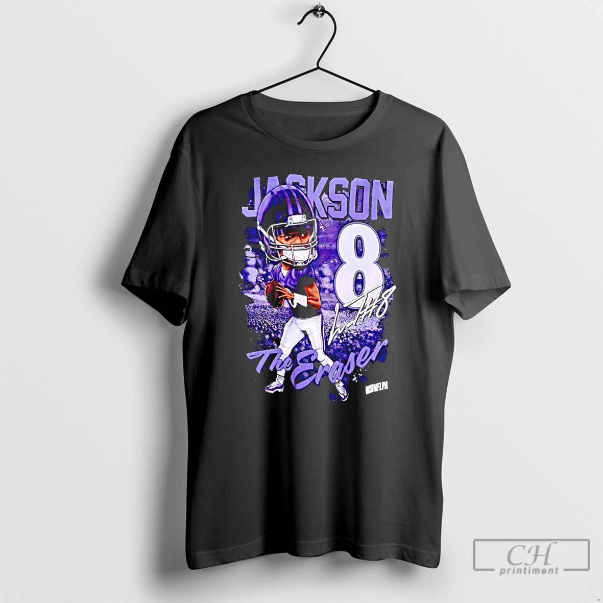 Premium Lamar Jackson The Eraser Number 8 Signature Caricature T-Shirts, Hoodie, Sweatshirt | PopFlextees.com
