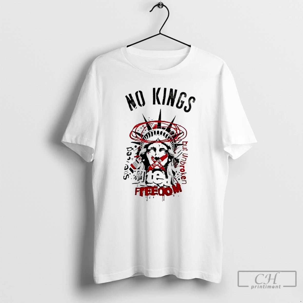 Premium Liberty Silenced No Kings But Unbroken Muted Freedom T-Shirts, Hoodie, Sweatshirt | PopFlextees.com