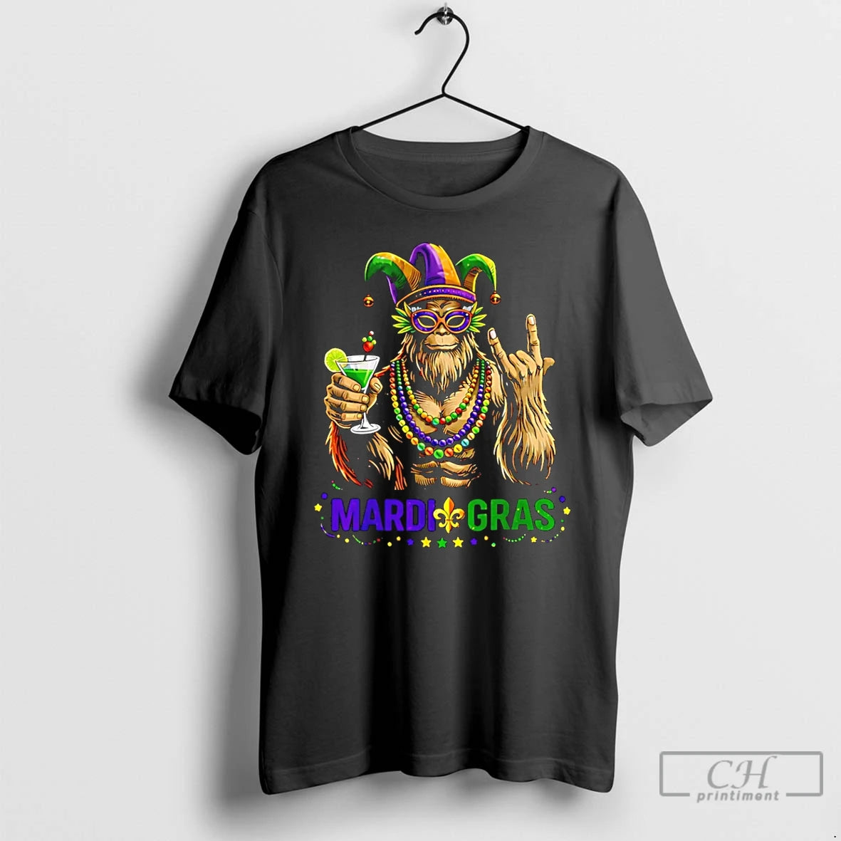 Premium Mardi Gras Bigfoot Rock Sasquatch 2026 T-Shirts, Hoodie, Sweatshirt | PopFlextees.com