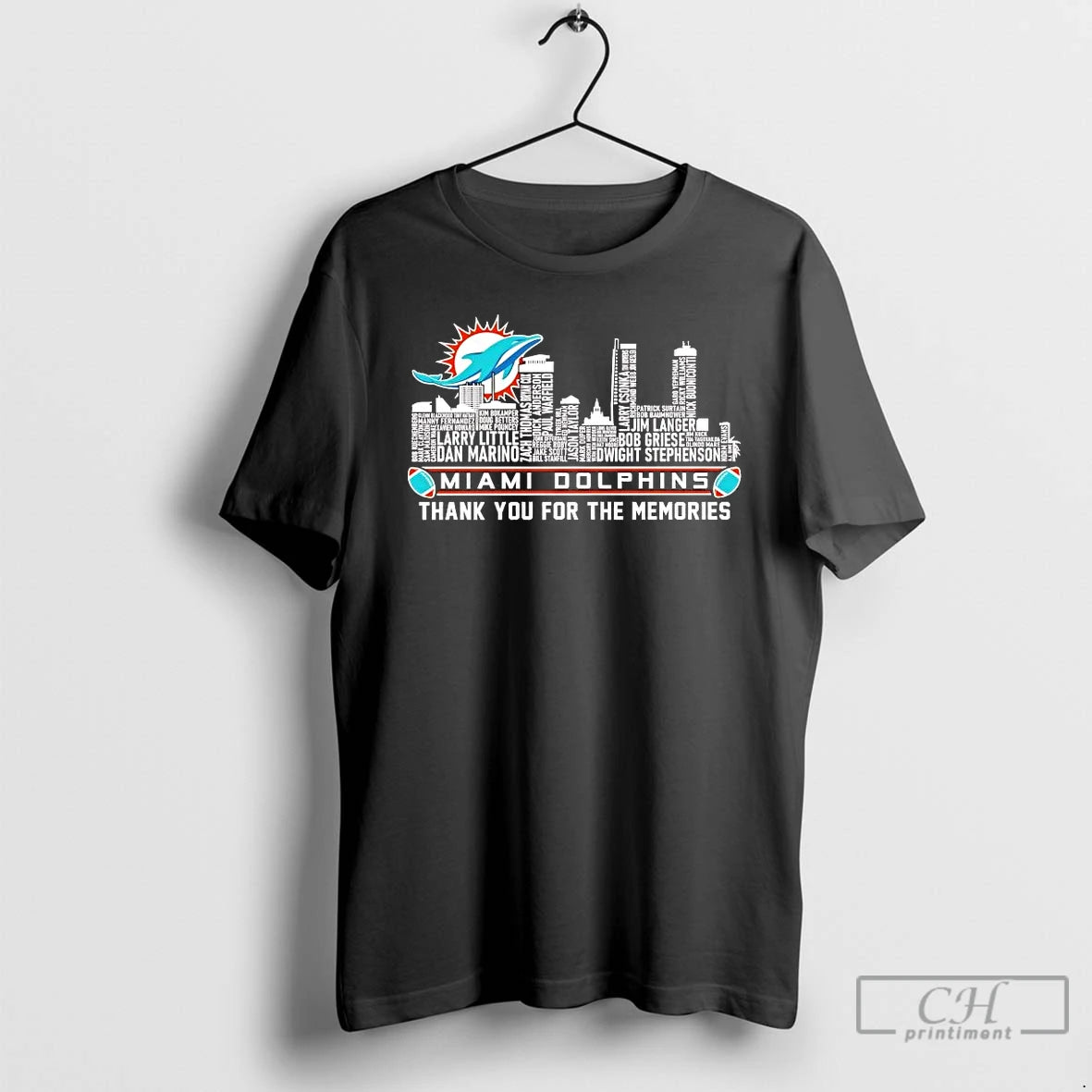Premium Miami Dolphins Players Names Skyline Thank You For The Memories T-Shirts, Hoodie, Sweatshirt | PopFlextees.com