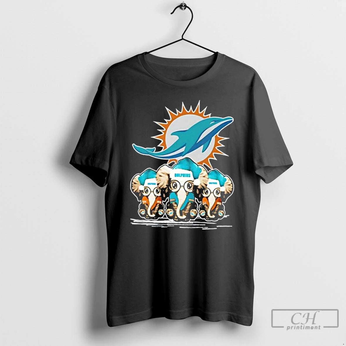 Premium Miami Dolphins X Elephants Santa Hat Merry Christmas T-Shirts, Hoodie, Sweatshirt | PopFlextees.com