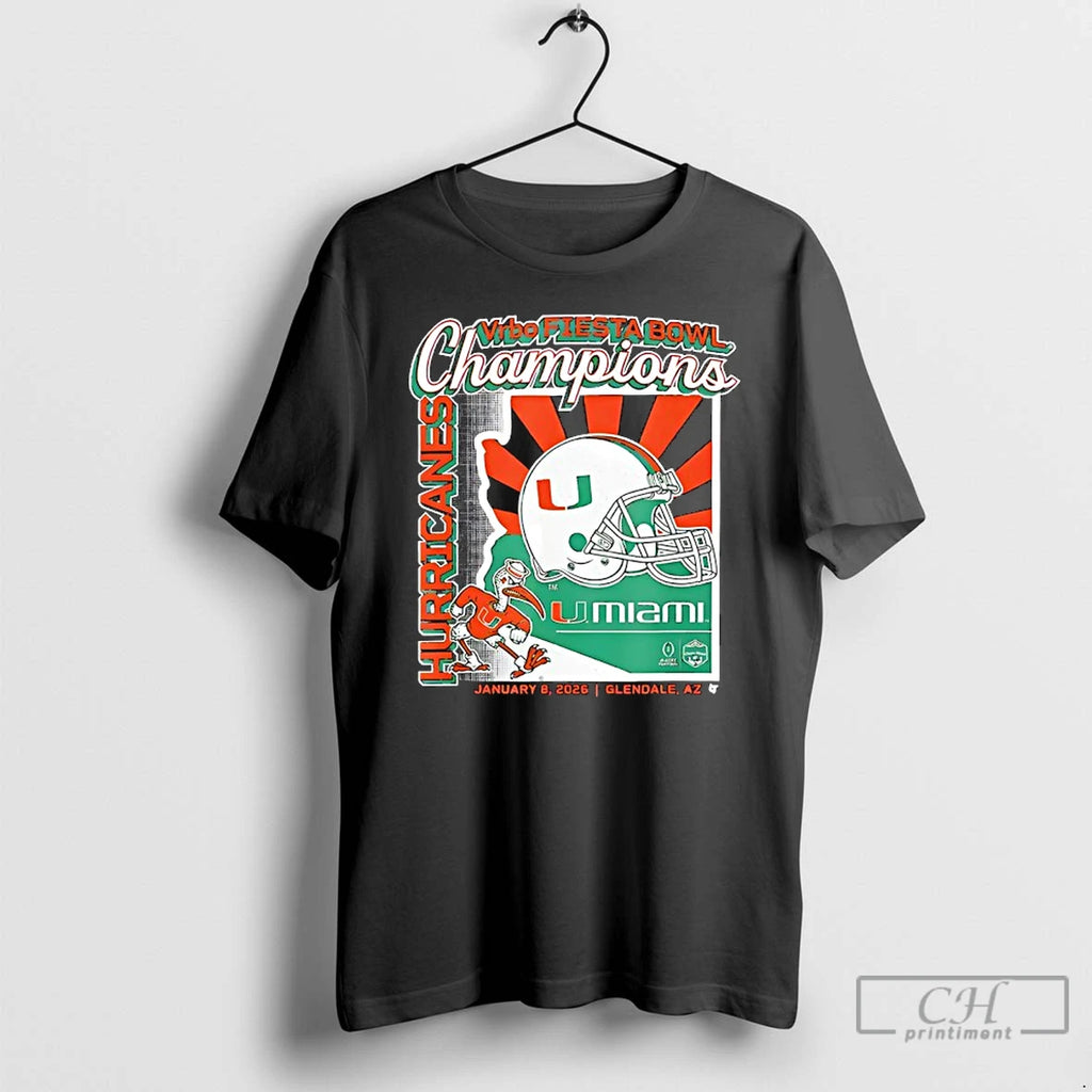Premium Miami Football Cfp Fiesta Bowl Champions T-Shirts, Hoodie, Sweatshirt | PopFlextees.com