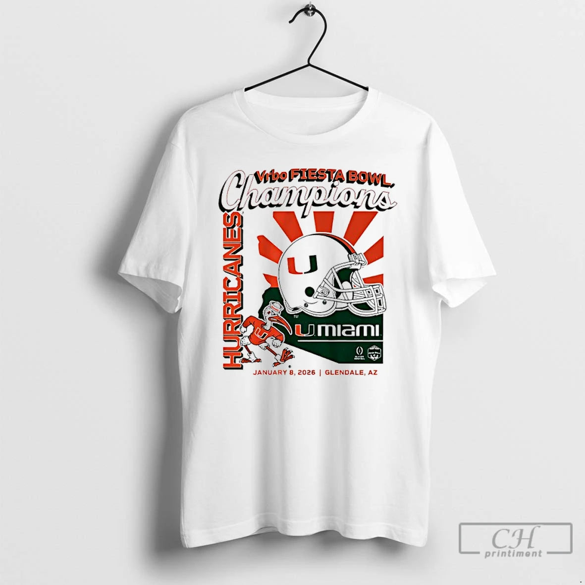 Premium Miami Football Cfp Vrbo Fiesta Bowl Champions Helmet Vintage T-Shirts, Hoodie, Sweatshirt | PopFlextees.com