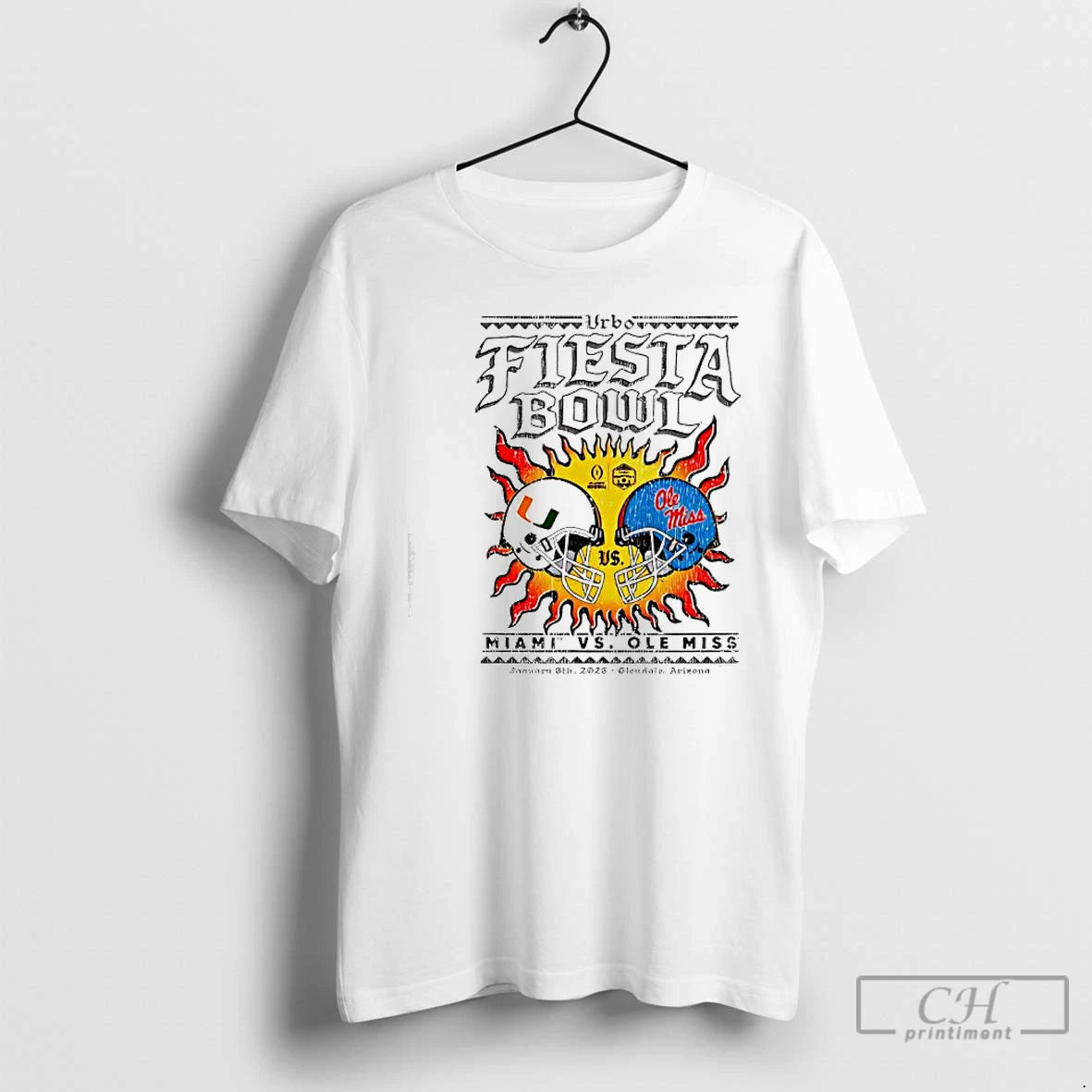 Premium Miami Vs Ole 2026 Vrbo Fiesta Bowl Matchup Cfp Semifinal Solar Standoff T Shirts Hoodie, Sweatshirt | PopFlextees.com
