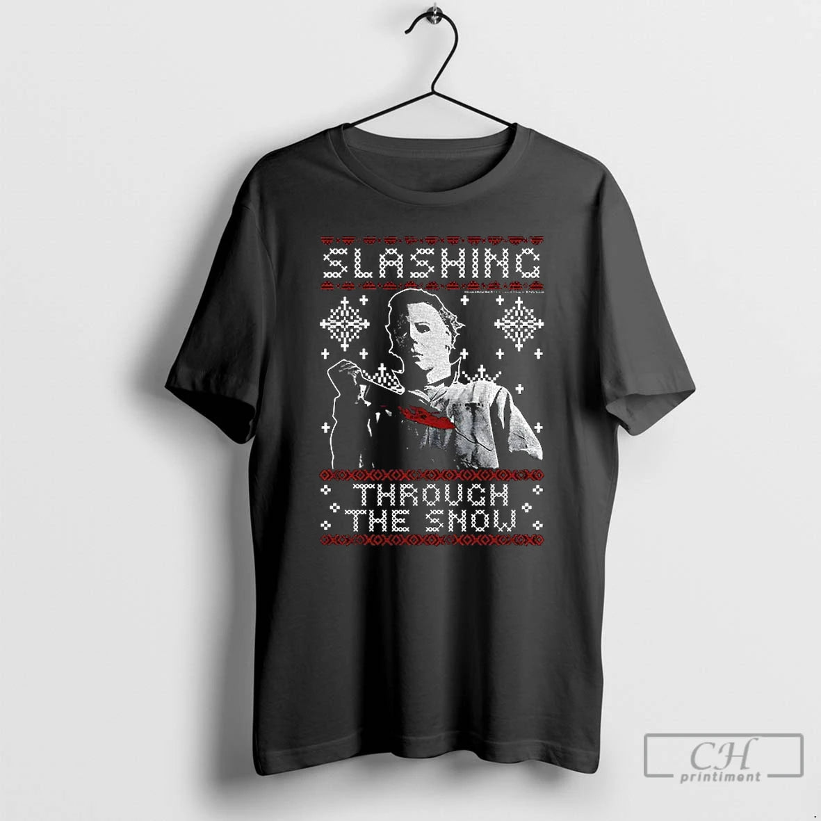 Premium Michael Myers Slashing Thru The Snow Christmas T-Shirts, Hoodie, Sweatshirt | PopFlextees.com