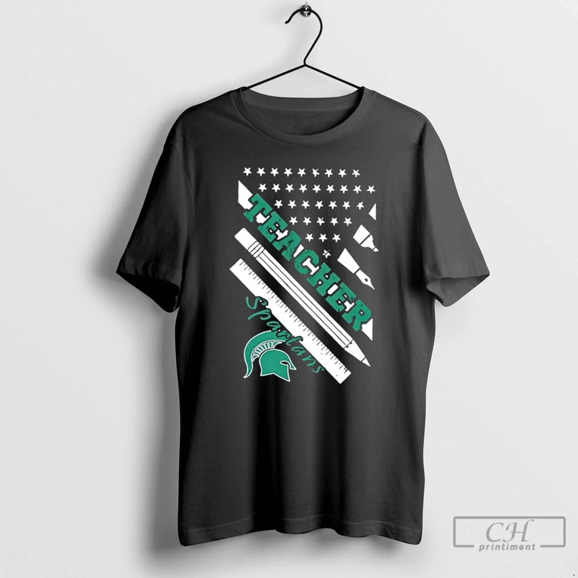 Premium Michigan State Spartans X Teacher American Flag T-Shirts, Hoodie, Sweatshirt | PopFlextees.com
