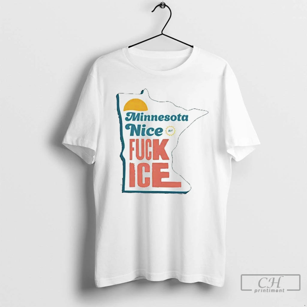 Premium Minnesota Nice Fuck Ice State Outline Retro Typography T-Shirts, Hoodie, Sweatshirt | PopFlextees.com