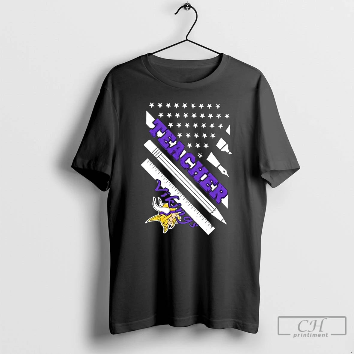 Premium Minnesota Vikings Football X Teacher American Flag T-Shirts, Hoodie, Sweatshirt | PopFlextees.com