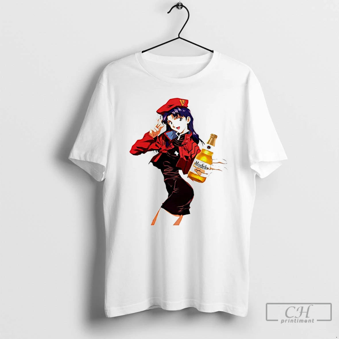 Premium Misato Mod Modelo Beer Anime T-Shirts, Hoodie, Sweatshirt | PopFlextees.com