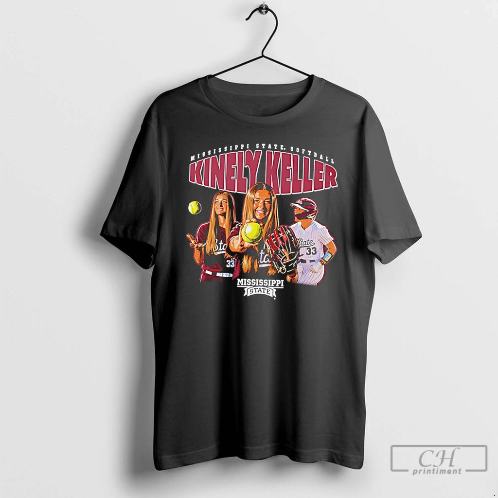 Premium Mississippi State Softball Kinley Keller Portrait Collage Retro Tee