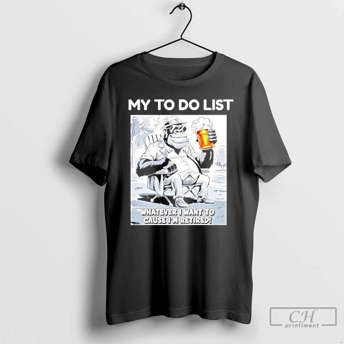 Premium Monkey Drinking Beer My To Do List Whatever I Want To Cause Im Retired T-Shirts, Hoodie, Sweatshirt | PopFlextees.com