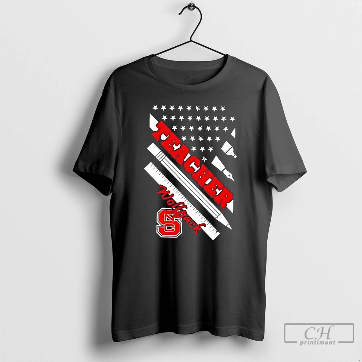 Premium Nc State Wolfpack X Teacher American Flag T-Shirts, Hoodie, Sweatshirt | PopFlextees.com