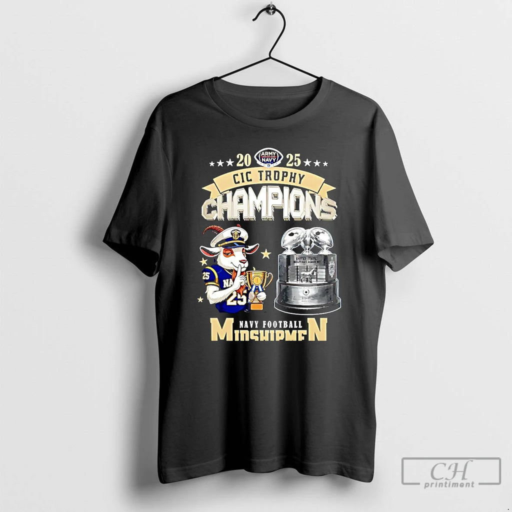 Premium Navy Midshipmen Football 2025 Cic Trophy Champions Mascot Christmas T-Shirts, Hoodie, Sweatshirt | PopFlextees.com