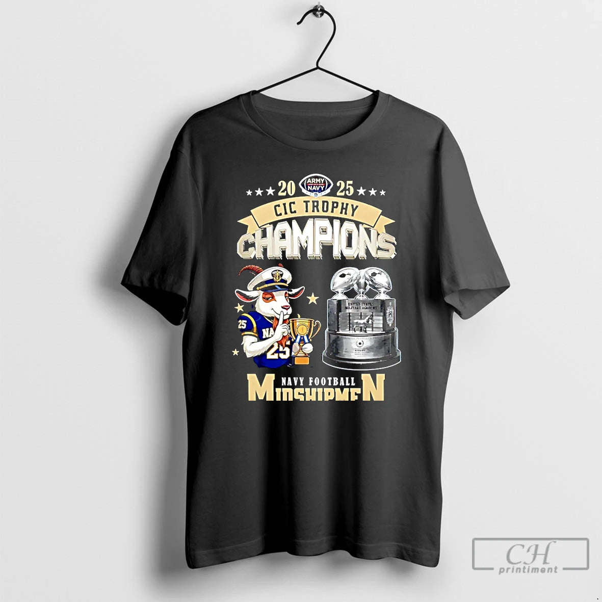 Premium Navy Midshipmen Football 2025 Cic Trophy Champions Mascot Christmas T-Shirts, Hoodie, Sweatshirt | PopFlextees.com
