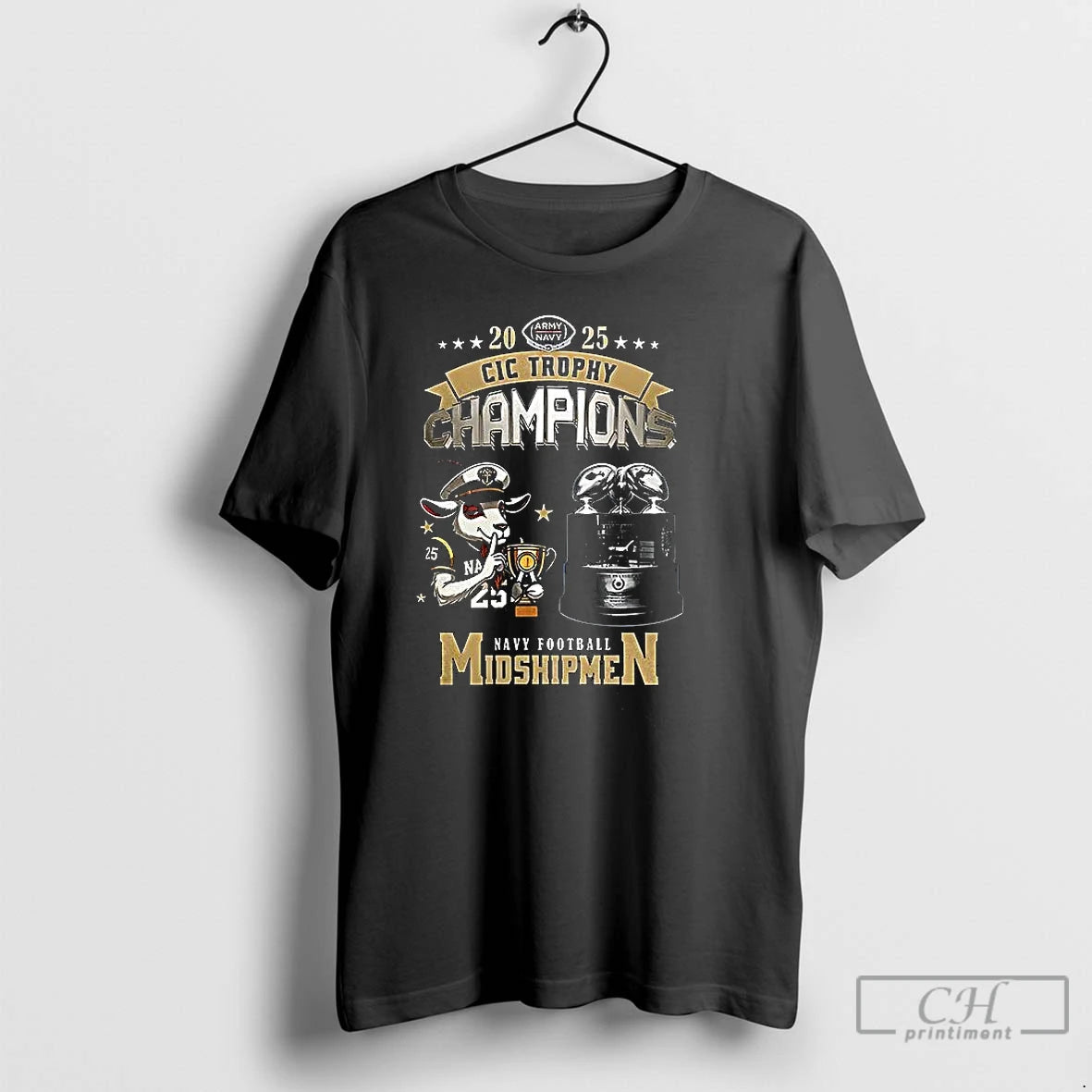 Premium Navy Midshipmen Football Cic Trophy Champions 2025 Mascot T-Shirts, Hoodie, Sweatshirt | PopFlextees.com