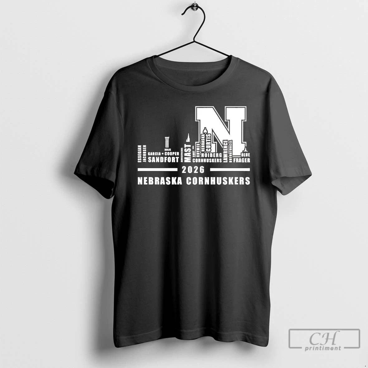 Premium Nebraska Cornhuskers 2026 Players Names City Skyline Tee Hoodie, Sweatshirt | PopFlextees.com