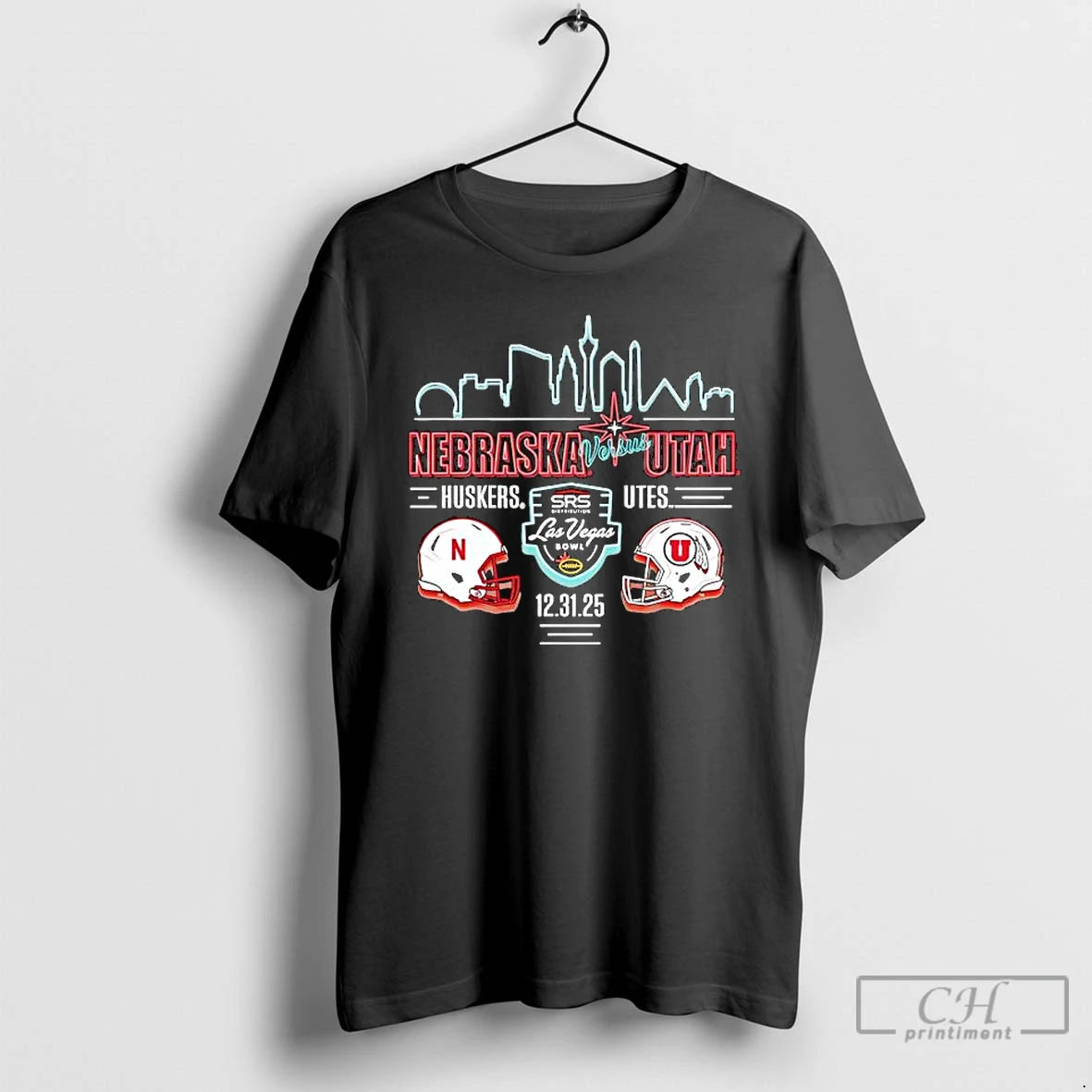 Premium Nebraska Huskers Vs Utah Uteh Las Vegas Bowl Srs Helmets T-Shirts, Hoodie, Sweatshirt | PopFlextees.com