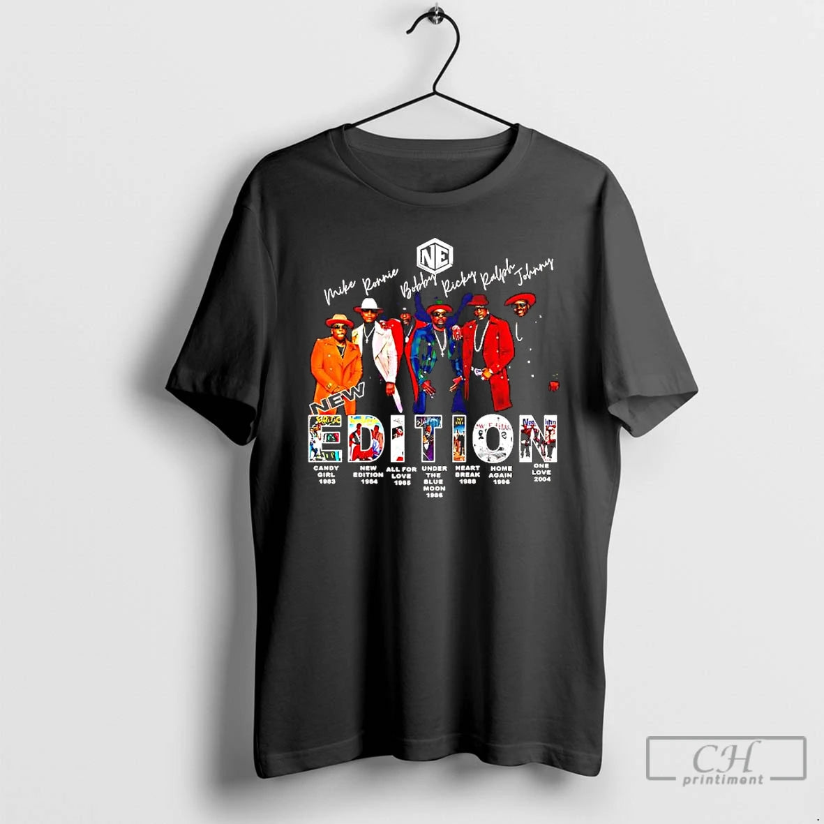 Premium New Edition Rb Group List Members And Album Covers Graphic T-Shirts, Hoodie, Sweatshirt | PopFlextees.com