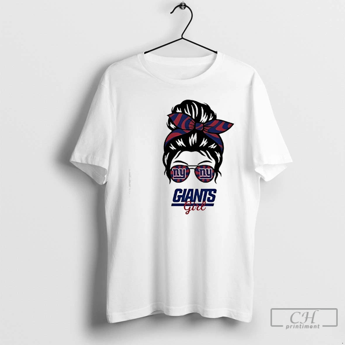 Premium New York Giants Girl Messy Bun Glasses T-Shirts, Hoodie, Sweatshirt | PopFlextees.com