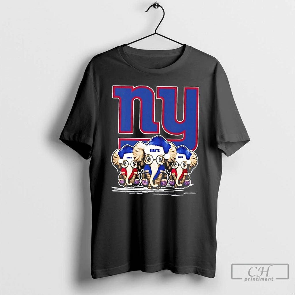 Premium New York Giants X Elephants Santa Hat Merry Christmas T-Shirts, Hoodie, Sweatshirt | PopFlextees.com