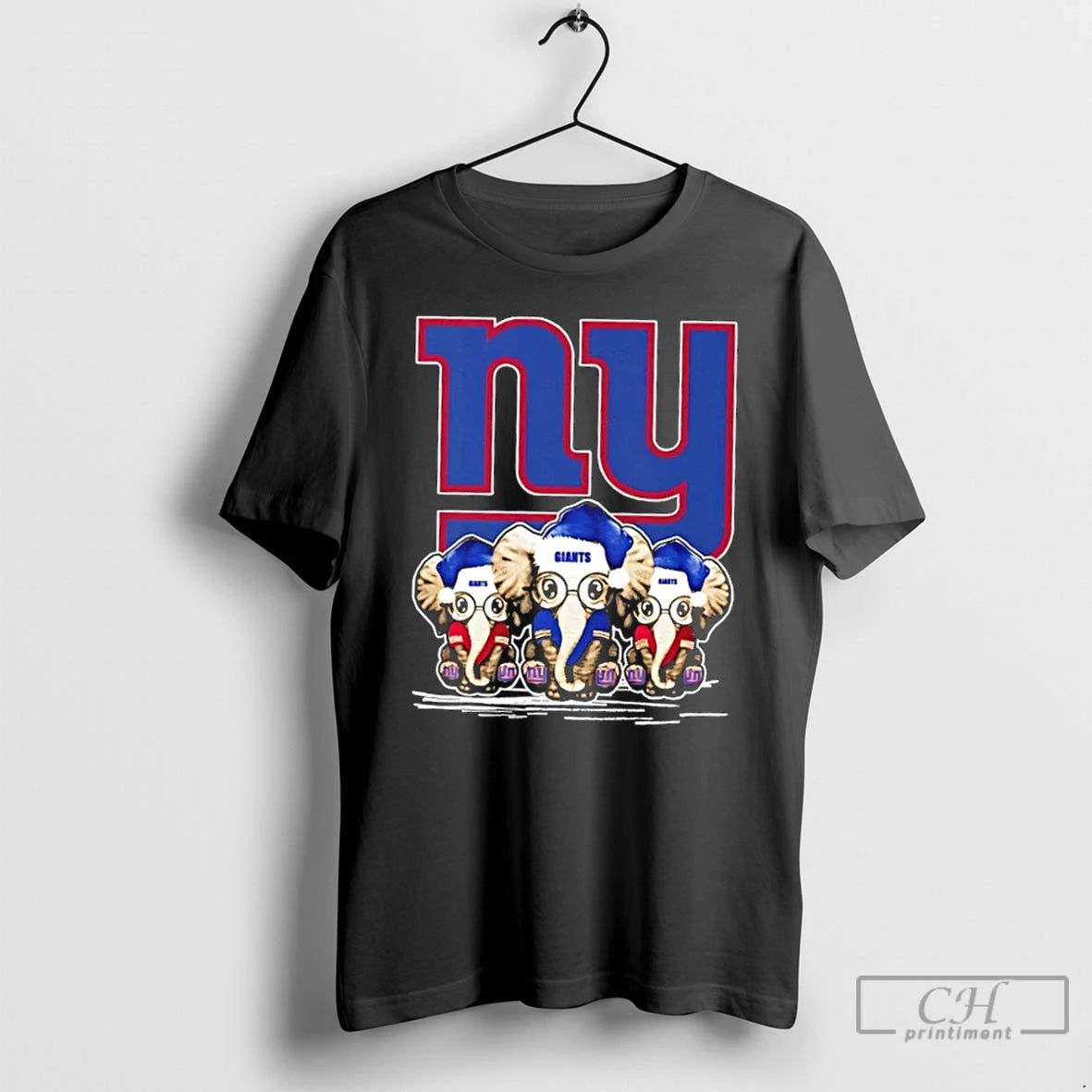 Premium New York Giants X Elephants Santa Hat Merry Christmas T-Shirts, Hoodie, Sweatshirt | PopFlextees.com