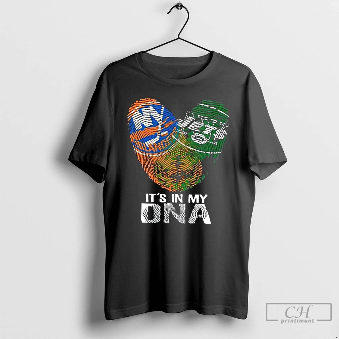 Premium New York City Sports Islanders X Jets Its In My Dna Fingerprint Heart T-Shirts, Hoodie, Sweatshirt | PopFlextees.com