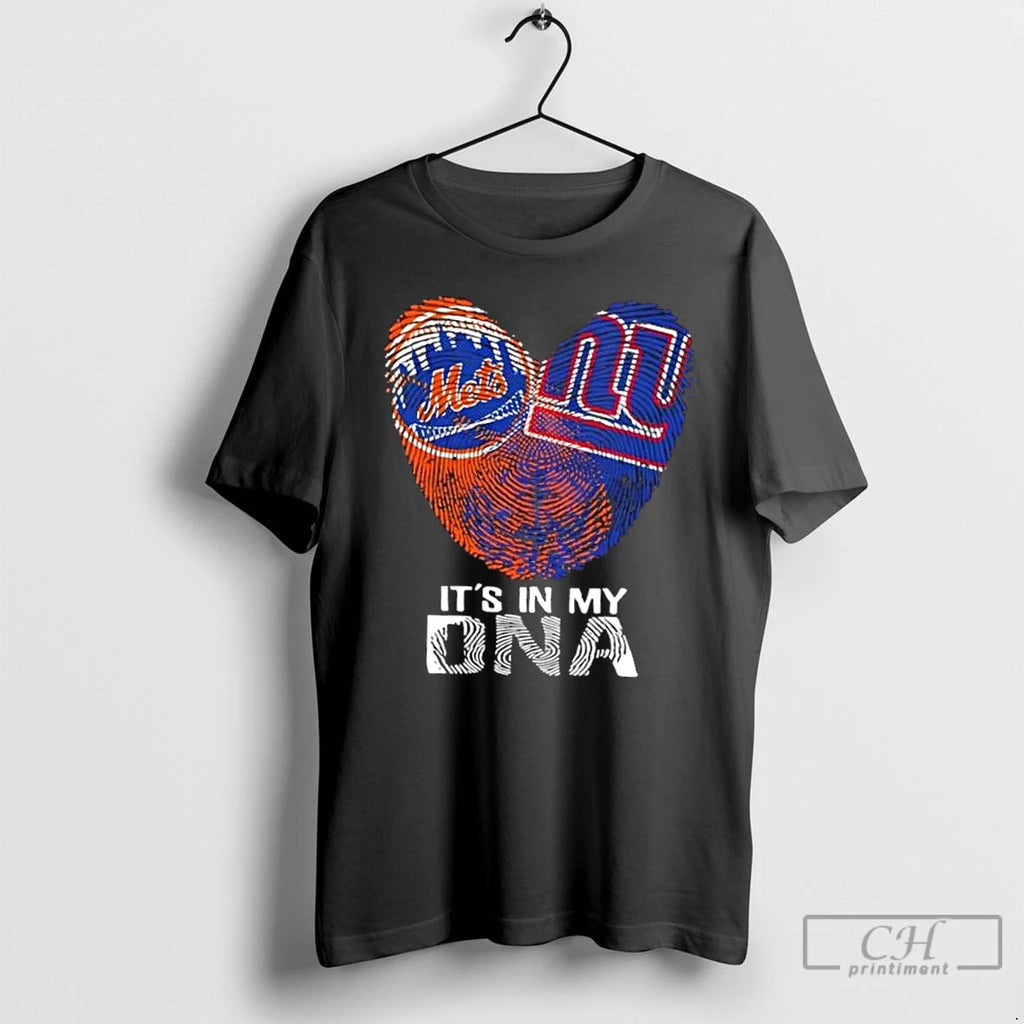 Premium New York City Sports Mets X Giants Its In My Dna Fingerprint Heart T-Shirts, Hoodie, Sweatshirt | PopFlextees.com