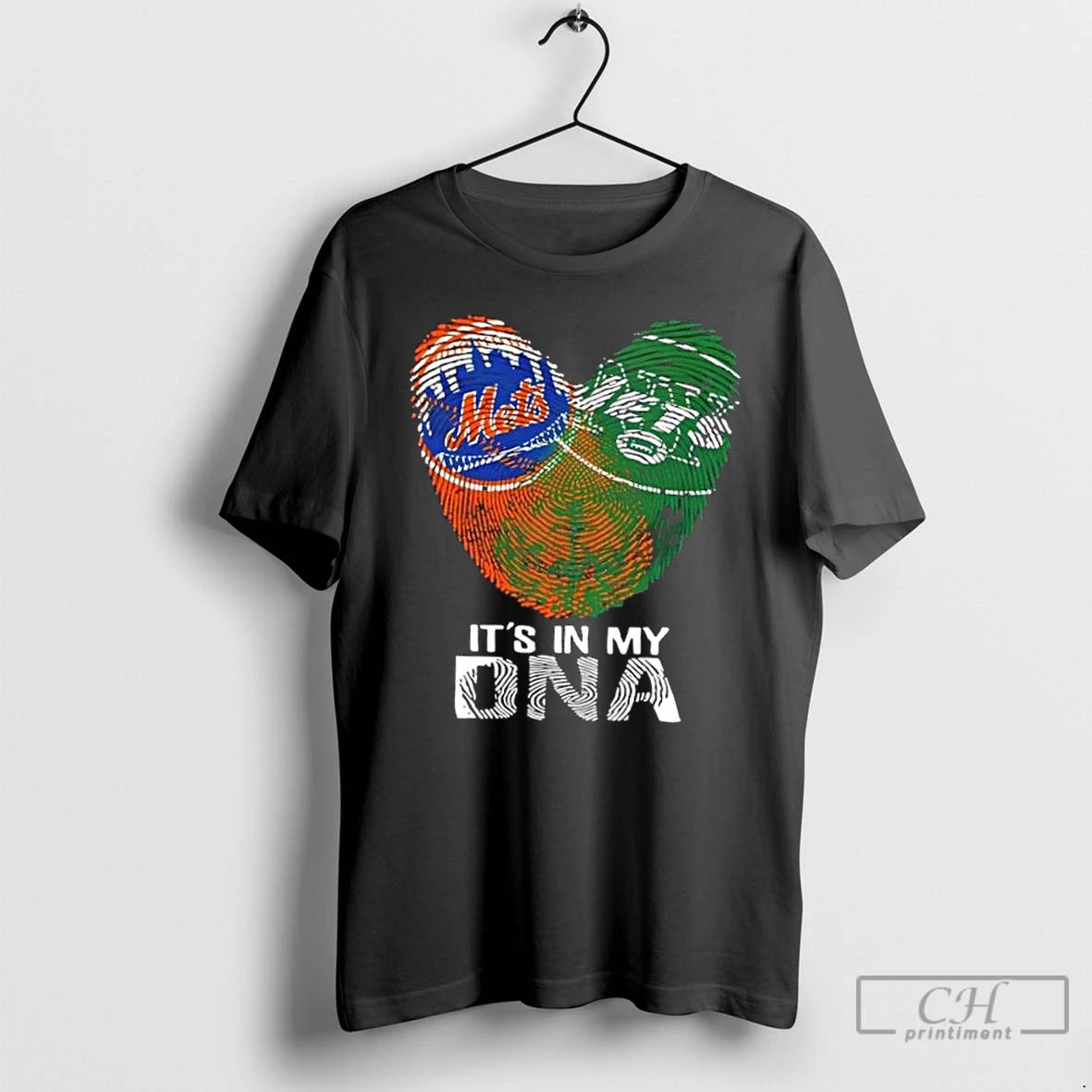 Premium New York City Sports Mets X Jets Its In My Dna Fingerprint Heart T-Shirts, Hoodie, Sweatshirt | PopFlextees.com