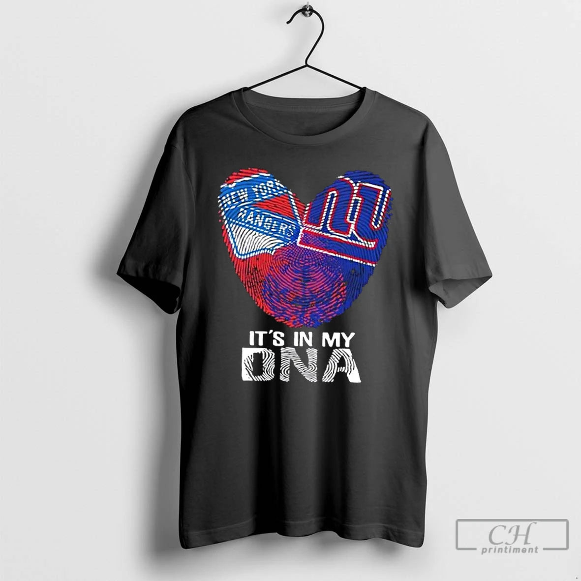 Premium New York City Sports Rangers X Giants Its In My Dna Fingerprint Heart T-Shirts, Hoodie, Sweatshirt | PopFlextees.com