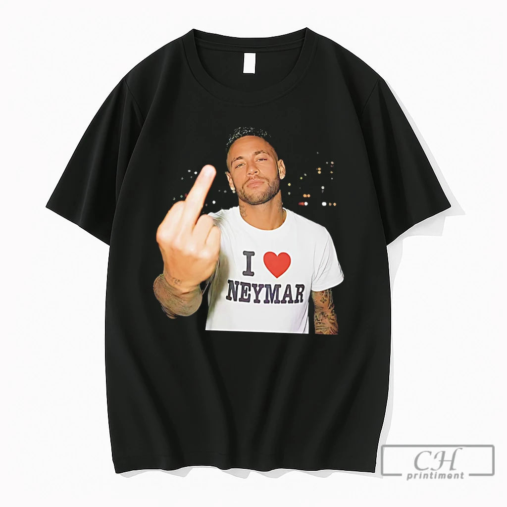 Premium Neymar Wearing I Love Neymar Tee Middle Finger Tee