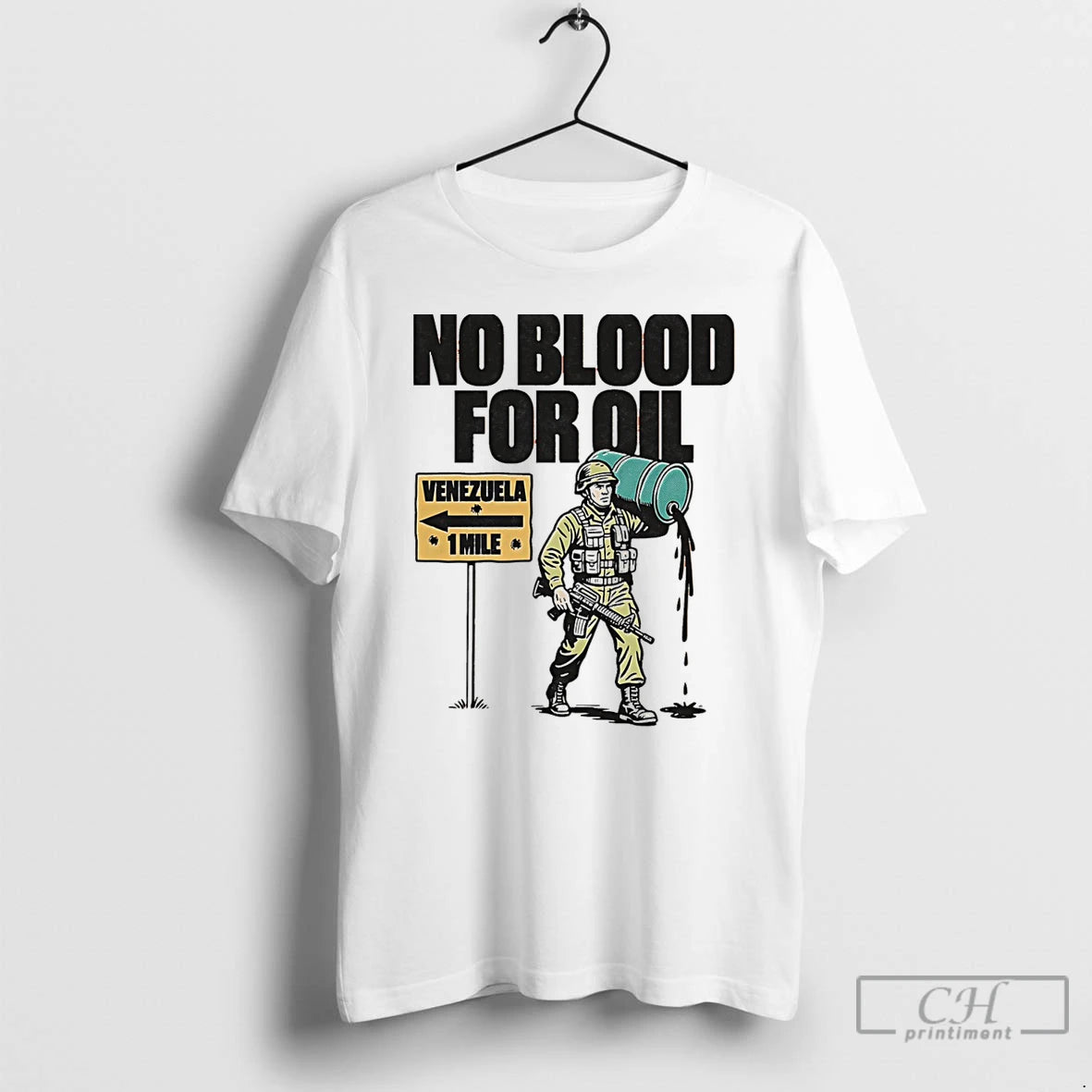 Premium No Blood For Oil Venezuela 1 Mile T-Shirts, Hoodie, Sweatshirt | PopFlextees.com