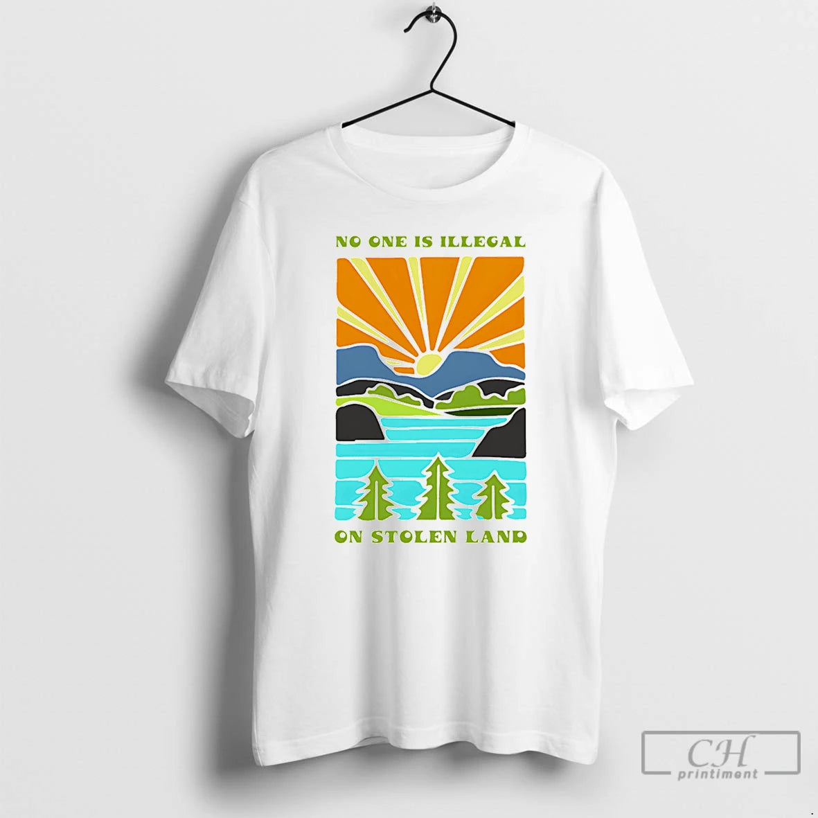 Premium No One Is Illegal On Stolen Land Paint T-Shirts, Hoodie, Sweatshirt | PopFlextees.com