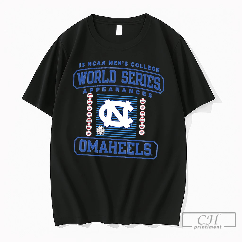 Premium North Carolina Tar Heels 2026 13 Mens College World Series Omaheels Tee T Shirts