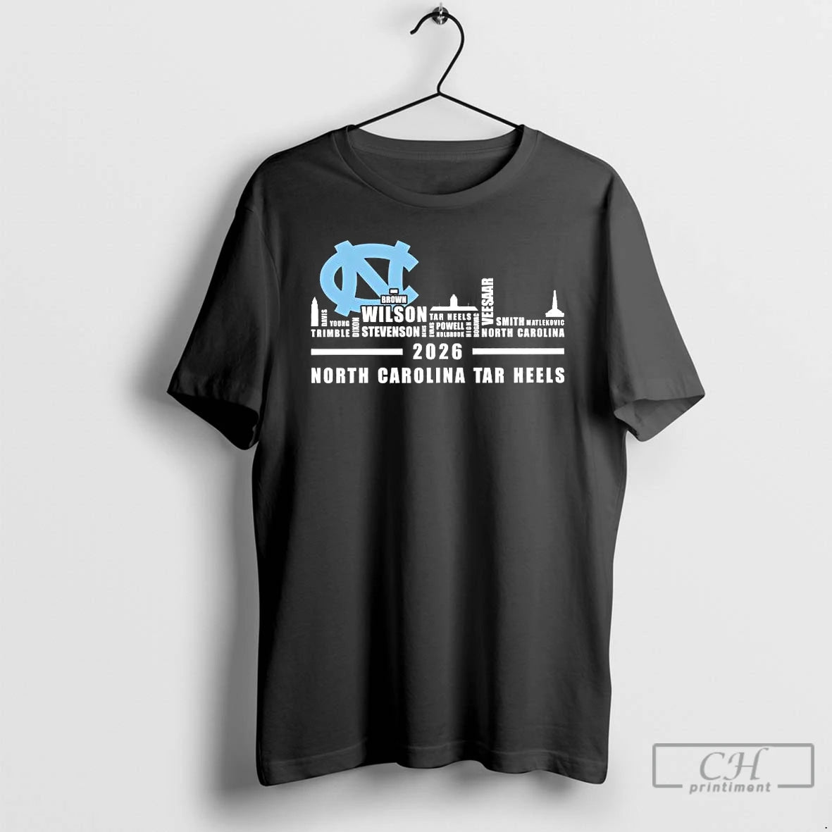 Premium North Carolina Tar Heels 2026 Players Names City Skyline Tee Hoodie, Sweatshirt | PopFlextees.com