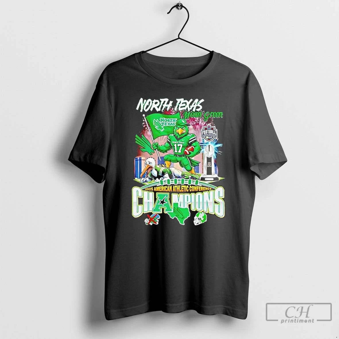 Premium North Texas Mean Green 2025 American Athletic Conference Champions Mascot T-Shirts, Hoodie, Sweatshirt