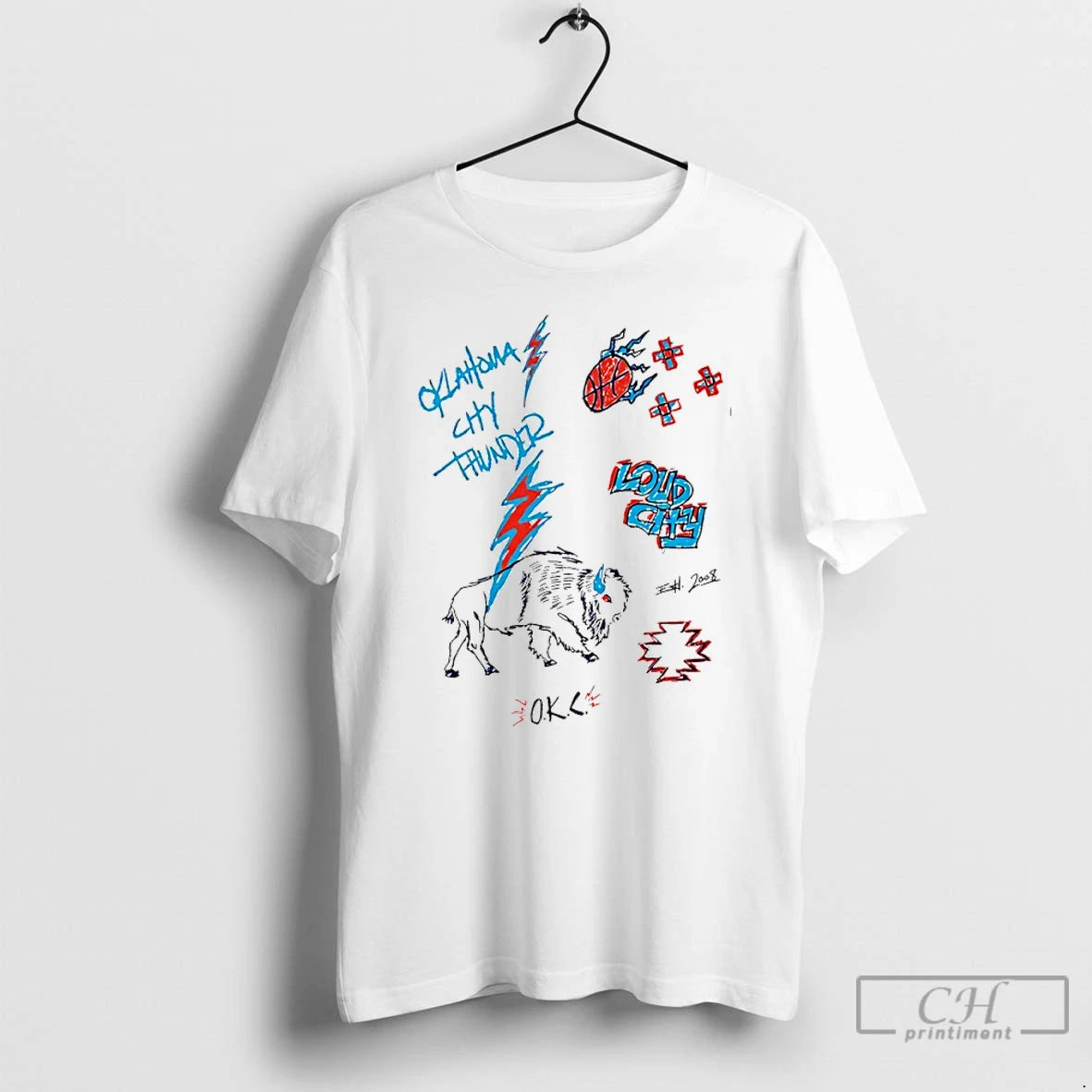 Premium Okc Thunder Loud City Icon Paint T-Shirts, Hoodie, Sweatshirt | PopFlextees.com