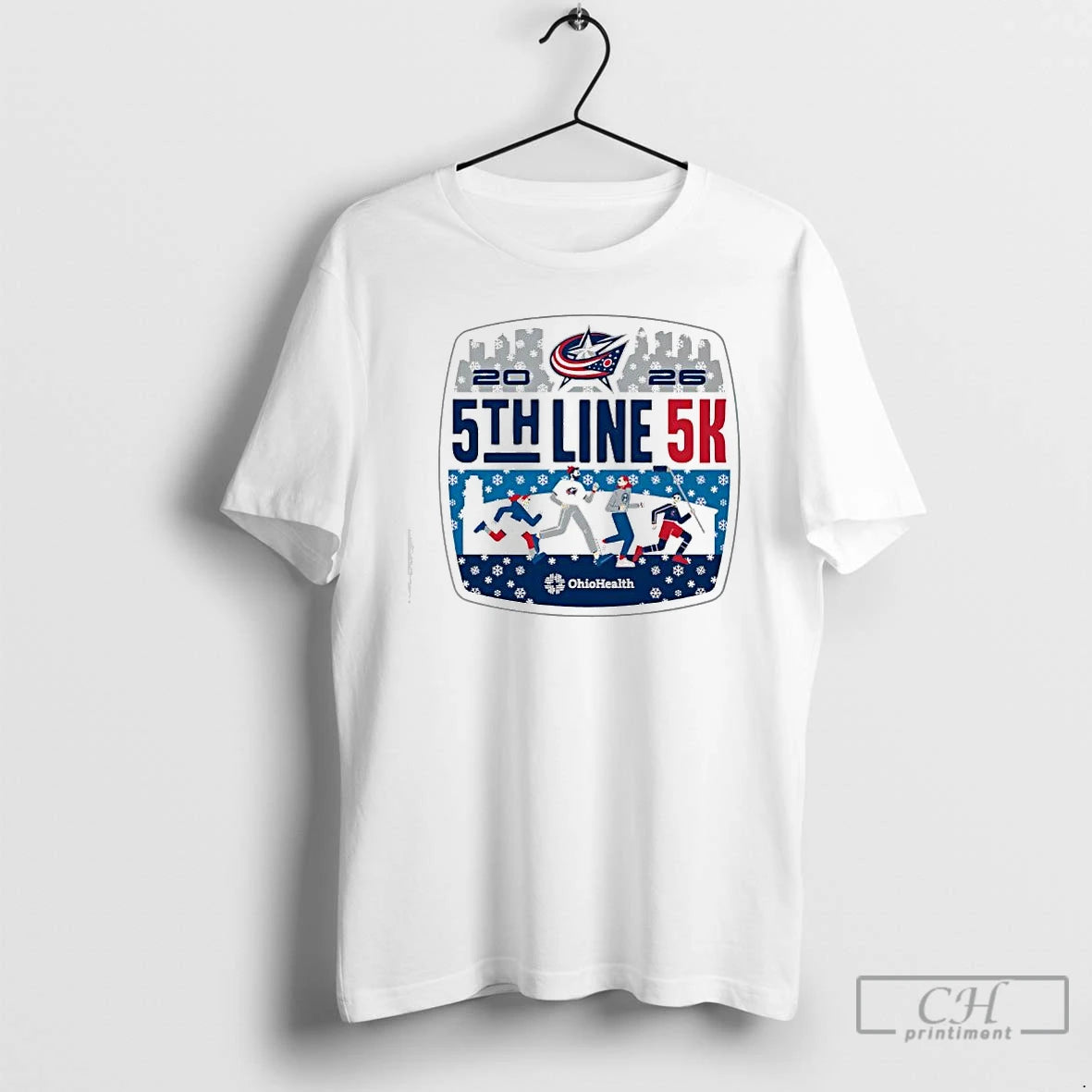 Premium Ohiohealth 5th Line 5k 2026 Columbus Blue Jackets Event Graphic T-Shirts, Hoodie, Sweatshirt | PopFlextees.com