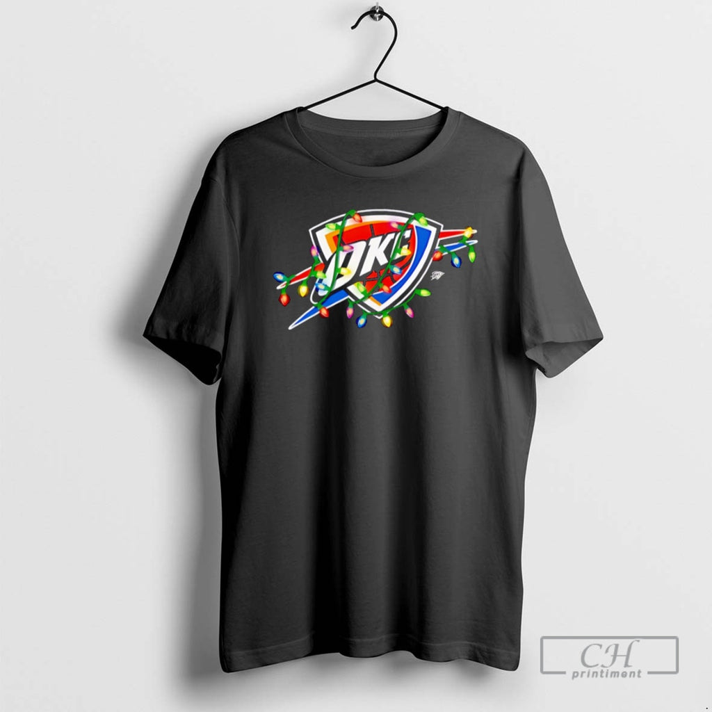Premium Oklahoma City Thunder Logo Lights Merry Christmas Shirt Sweater Hoodie, Sweatshirt | PopFlextees.com
